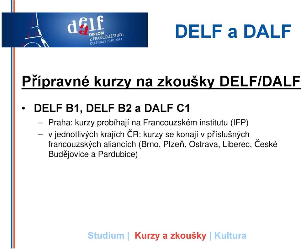 jednotlivých krajích ČR: kurzy se konají v příslušných francouzských