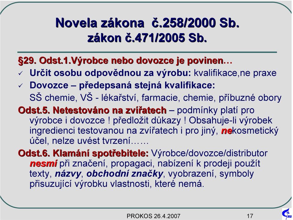 2005 Sb. 29. Odst.1.