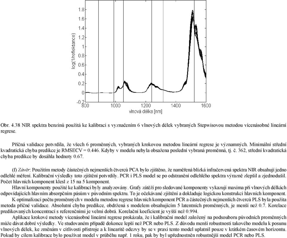 Kdyby v modelu nebyla obsažena poslední vybraná proměnná, tj. č. 362, střední kvadratická chyba predikce by dosáhla hodnoty 0.67.