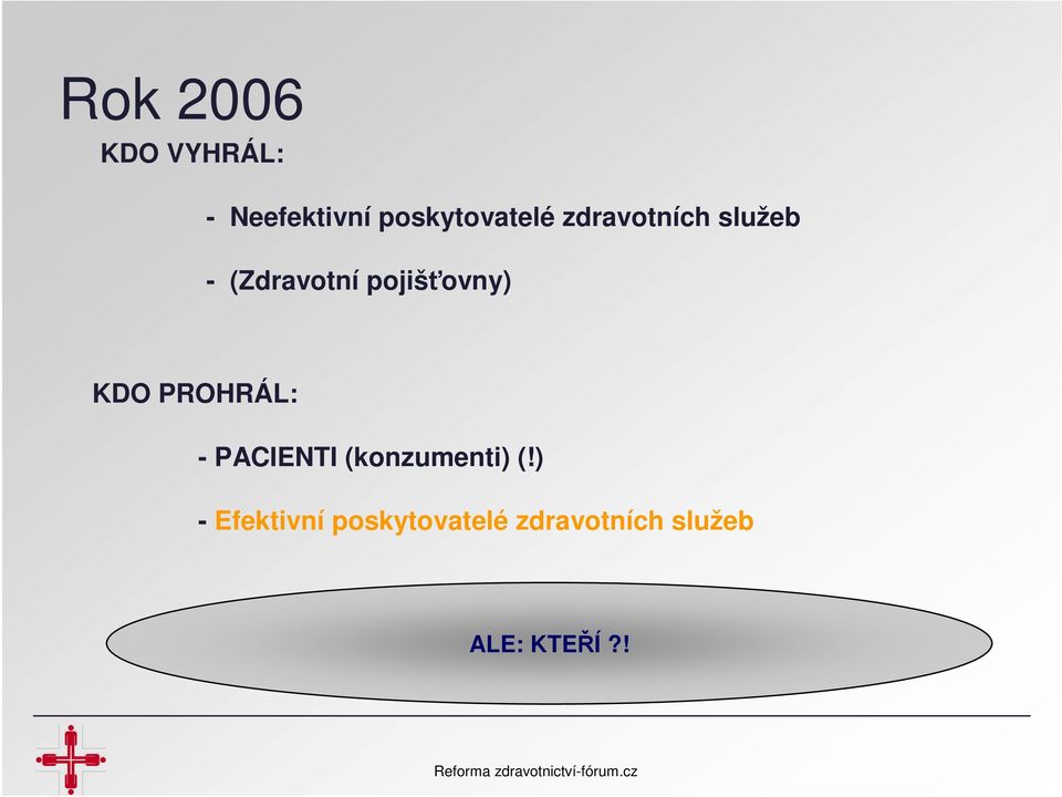 pojišťovny) KDO PROHRÁL: - PACIENTI