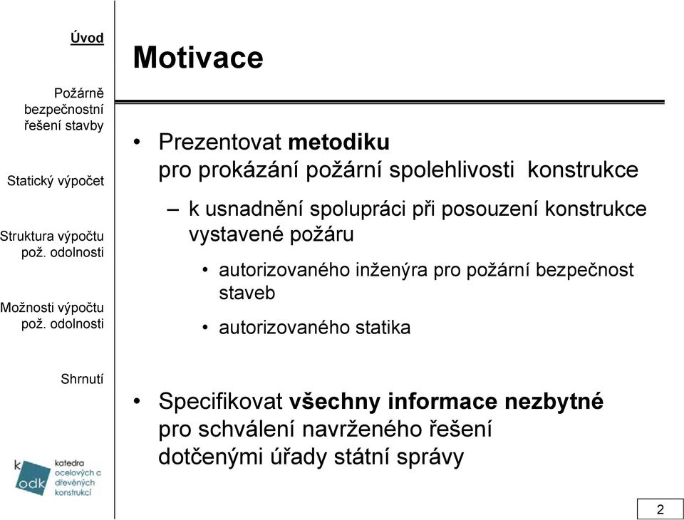 inženýra pro požární bezpečnost staveb autorizovaného statika Specifikovat