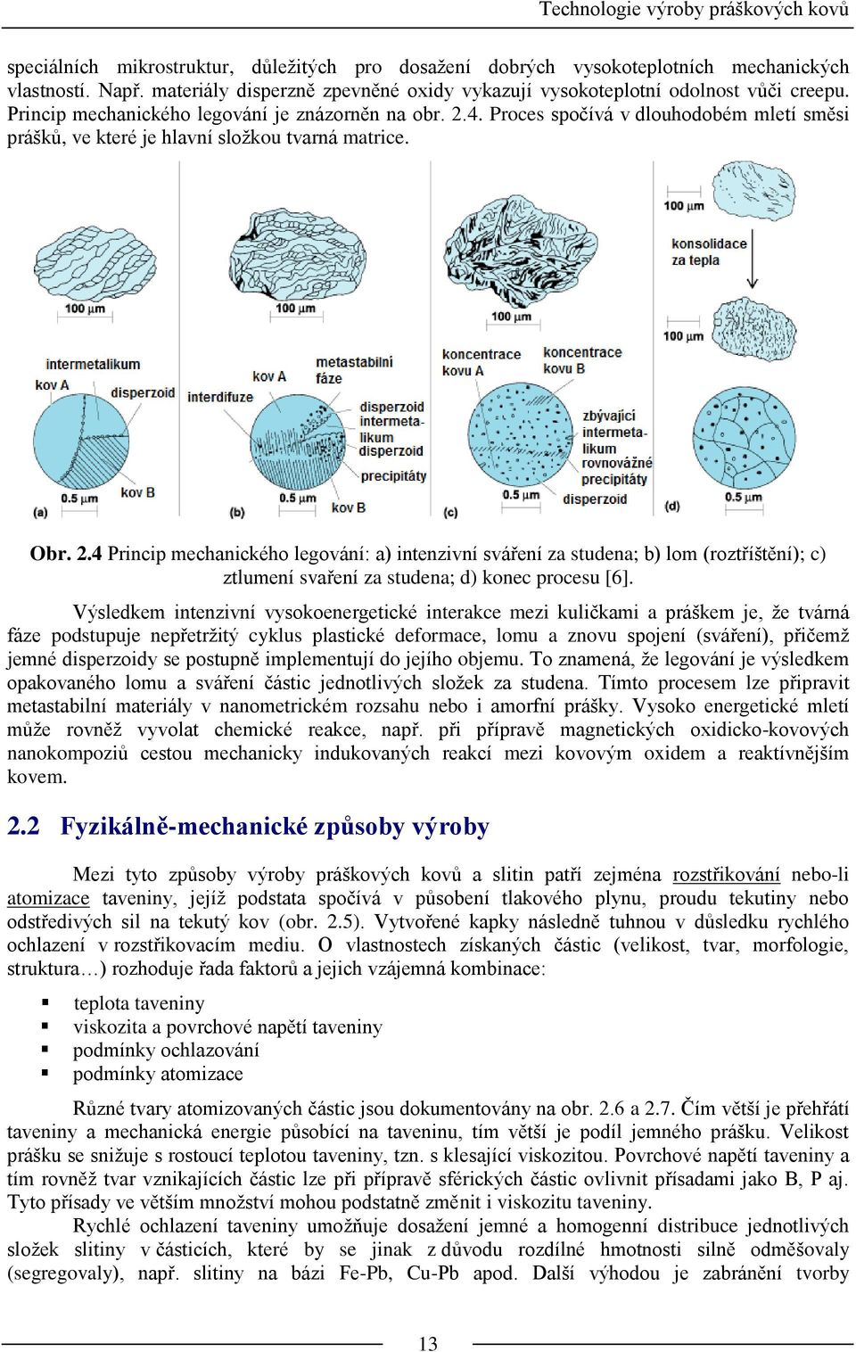 Proces spočívá v dlouhodobém mletí směsi prášků, ve které je hlavní složkou tvarná matrice. Obr. 2.