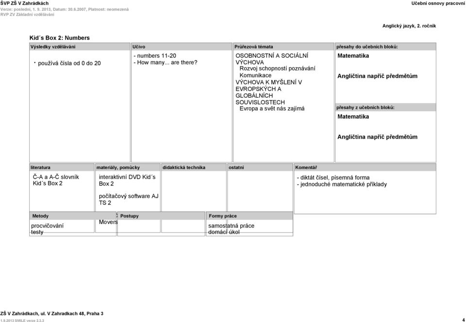 zajímá Matematika Matematika Č-A a A-Č slovník - diktát čísel, písemná