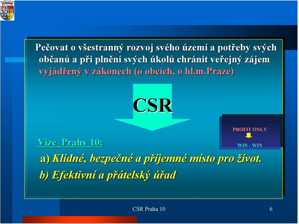 hl.m.praze) Vize Prahy 10: CSR PROFIT PROFIT ONLY ONLY WIN WIN - - WIN WIN a) a)