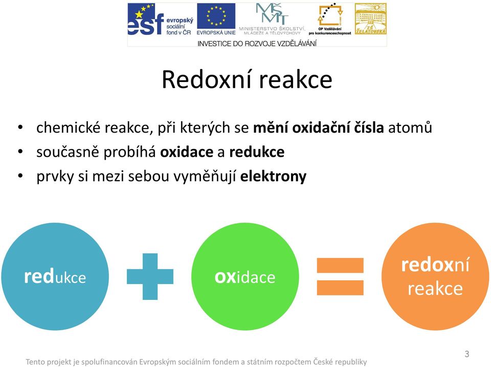 probíhá oxidace a redukce prvky si mezi