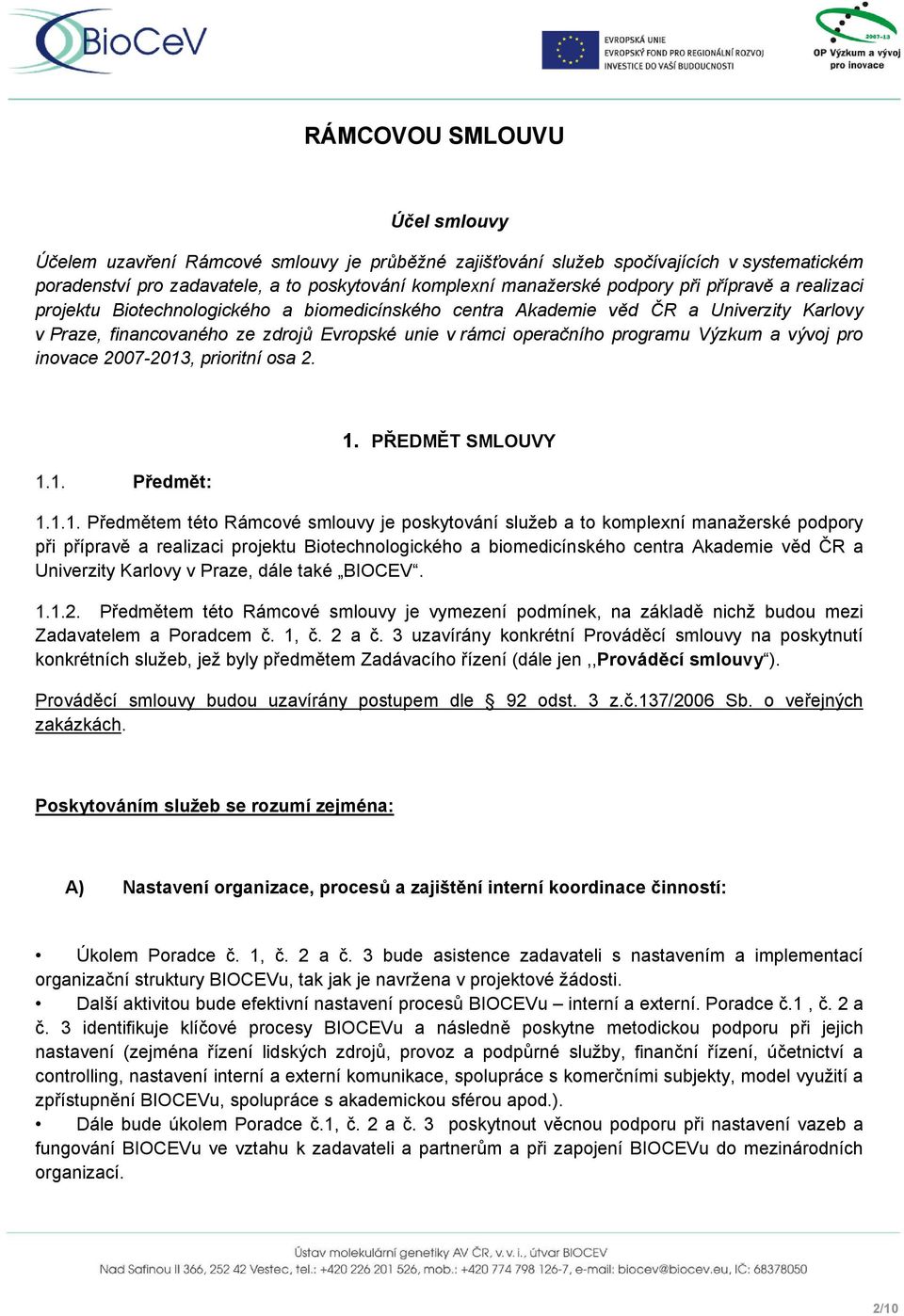 vývoj pro inovace 2007-2013