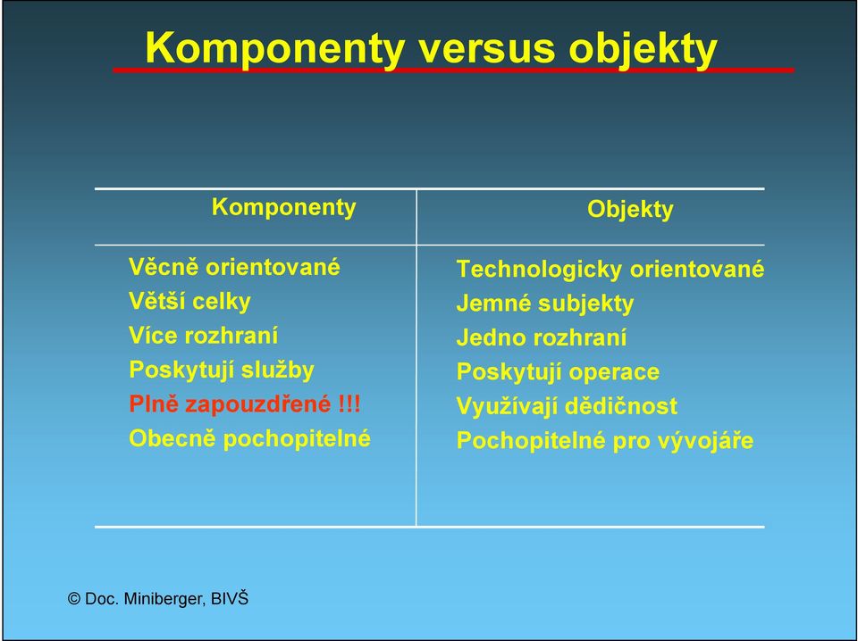 !! Obecně pochopitelné Objekty Technologicky orientované Jemné subjekty