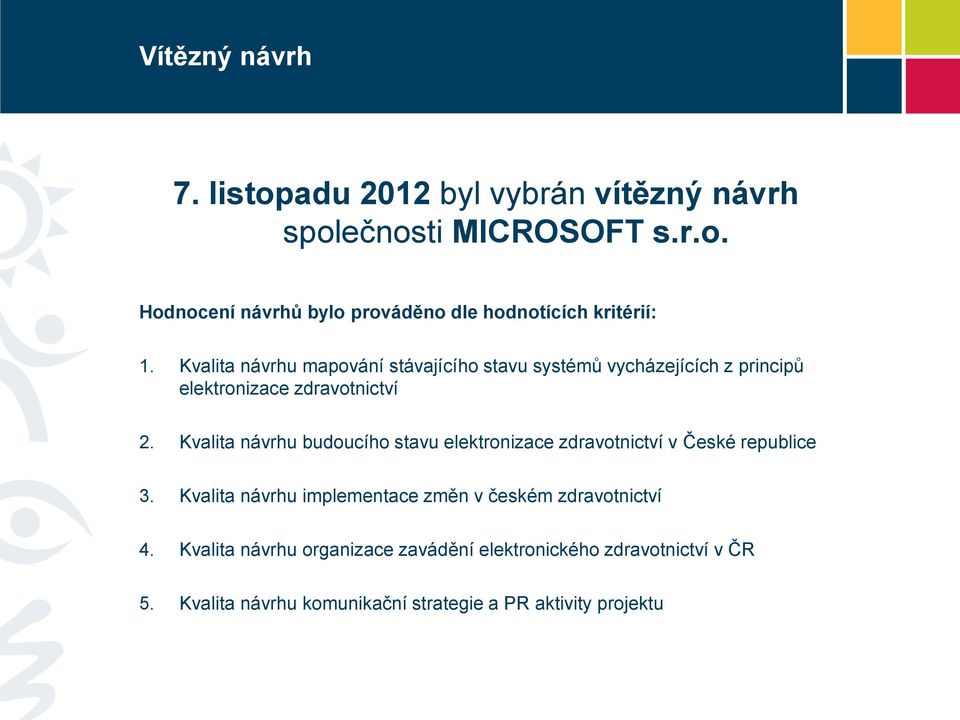 Kvalita návrhu budoucího stavu elektronizace zdravotnictví v České republice 3.