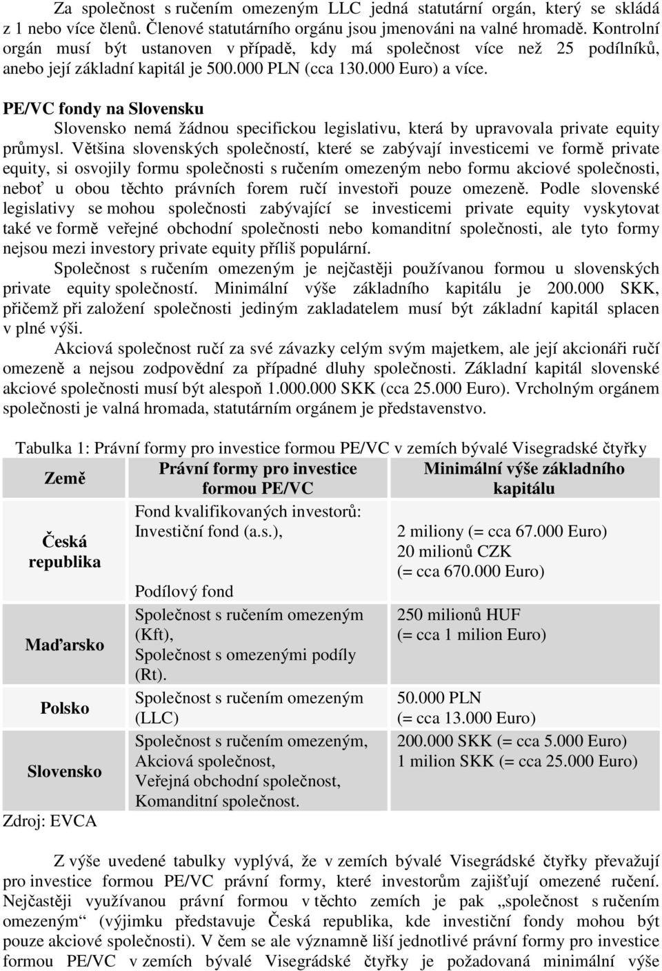 PE/VC fondy na Slovensku Slovensko nemá žádnou specifickou legislativu, která by upravovala private equity průmysl.