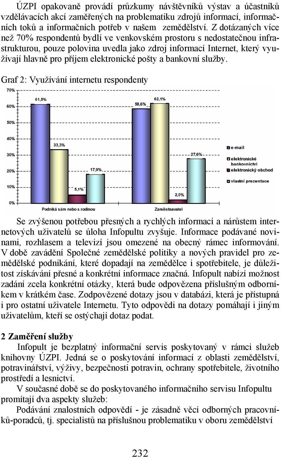 pošty a bankovní služby. Graf 2: Využívání internetu respondenty Se zvýšenou potřebou přesných a rychlých informací a nárůstem internetových uživatelů se úloha Infopultu zvyšuje.