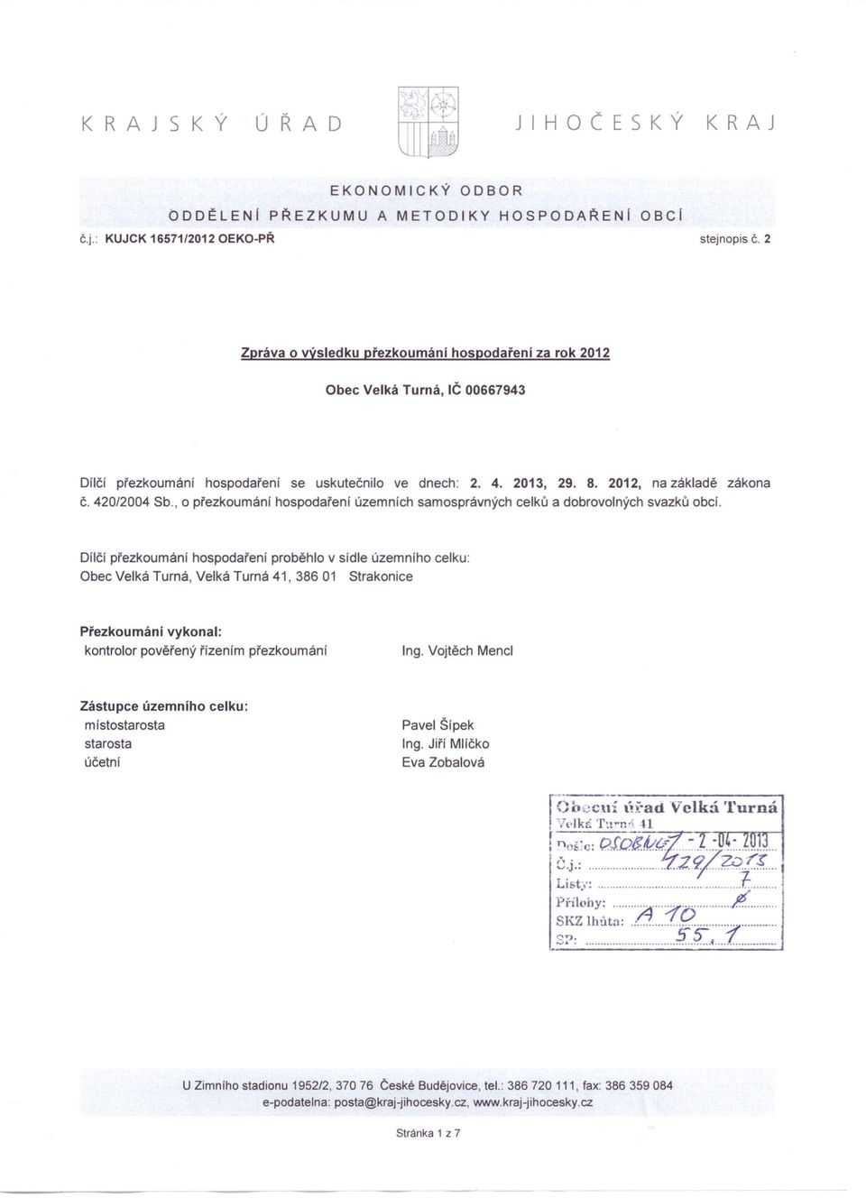 , o přezkoumání hospodaření územních samosprávných celků a dobrovolných svazků obcí.
