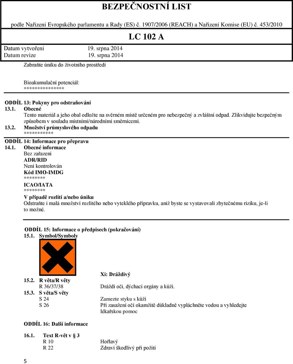 .2. Množství průmyslového odpadu *********** ODDÍL 14