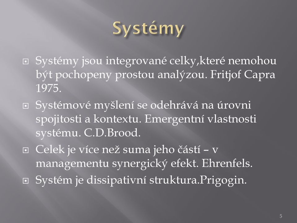 Systémové myšlení se odehrává na úrovni spojitosti a kontextu.