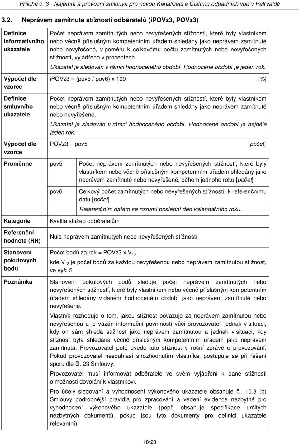 ipovz3 = (pov5 / pov6) x 100 [%] Počet neprávem zamítnutých nebo nevyřešených stížností, které byly vlastníkem nebo věcně příslušným kompetentním úřadem shledány jako neprávem zamítnuté nebo