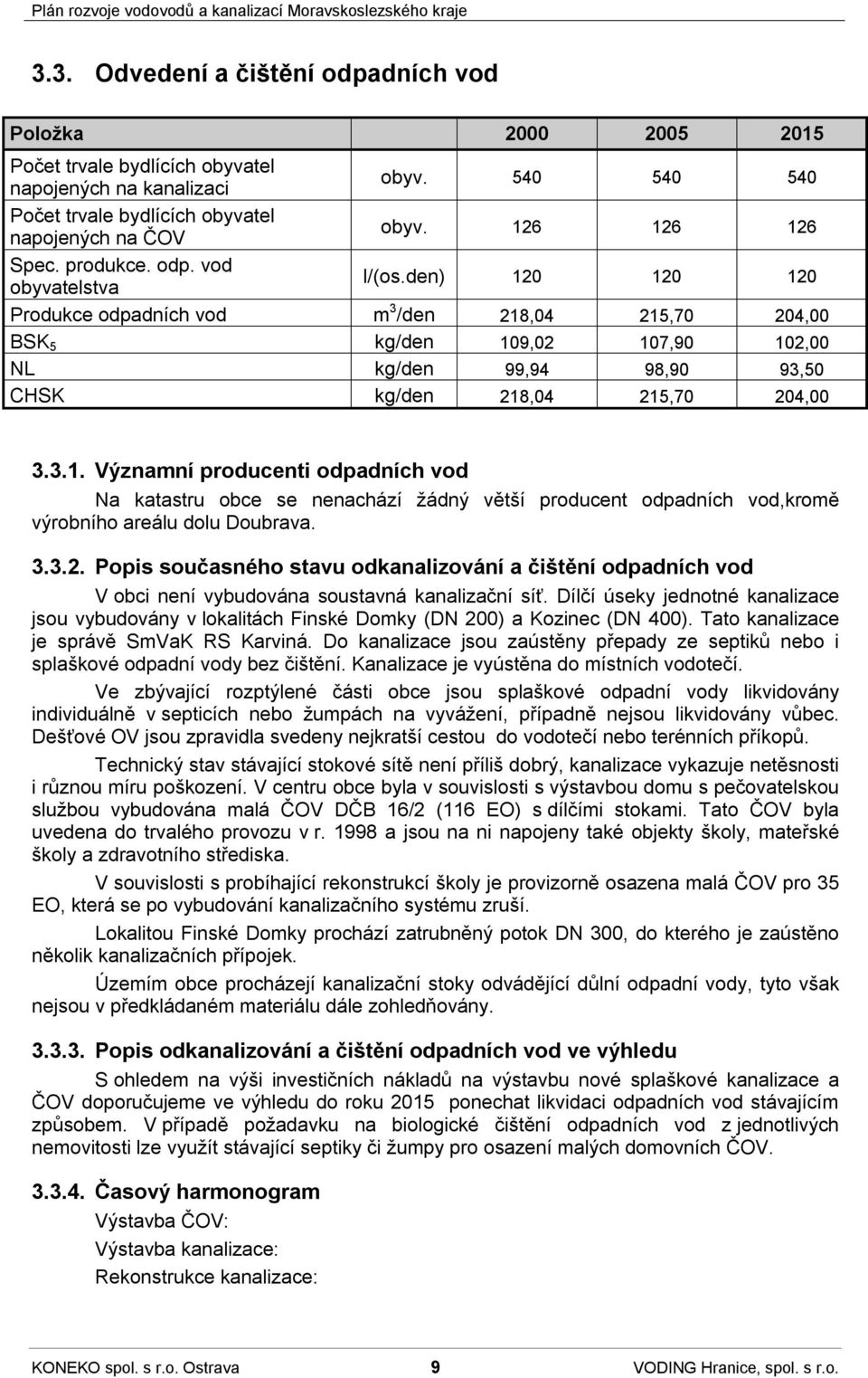 3.3.2. Popis současného stavu odkanalizování a čištění odpadních vod V obci není vybudována soustavná kanalizační síť.