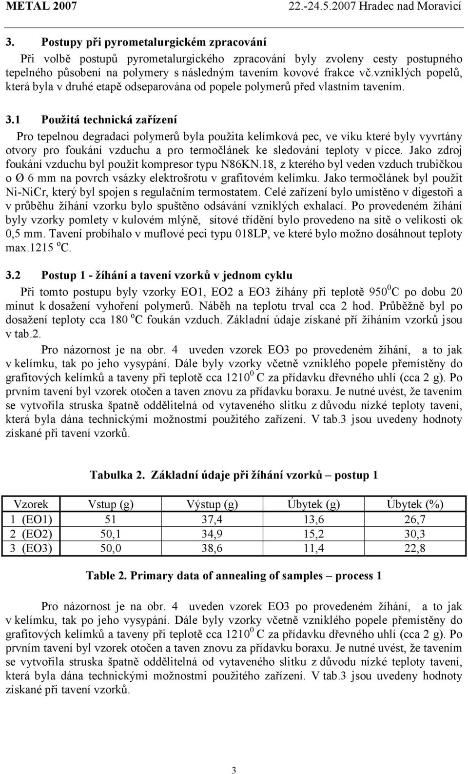 1 Použitá technická zařízení Pro tepelnou degradaci polymerů byla použita kelímková pec, ve víku které byly vyvrtány otvory pro foukání vzduchu a pro termočlánek ke sledování teploty v pícce.