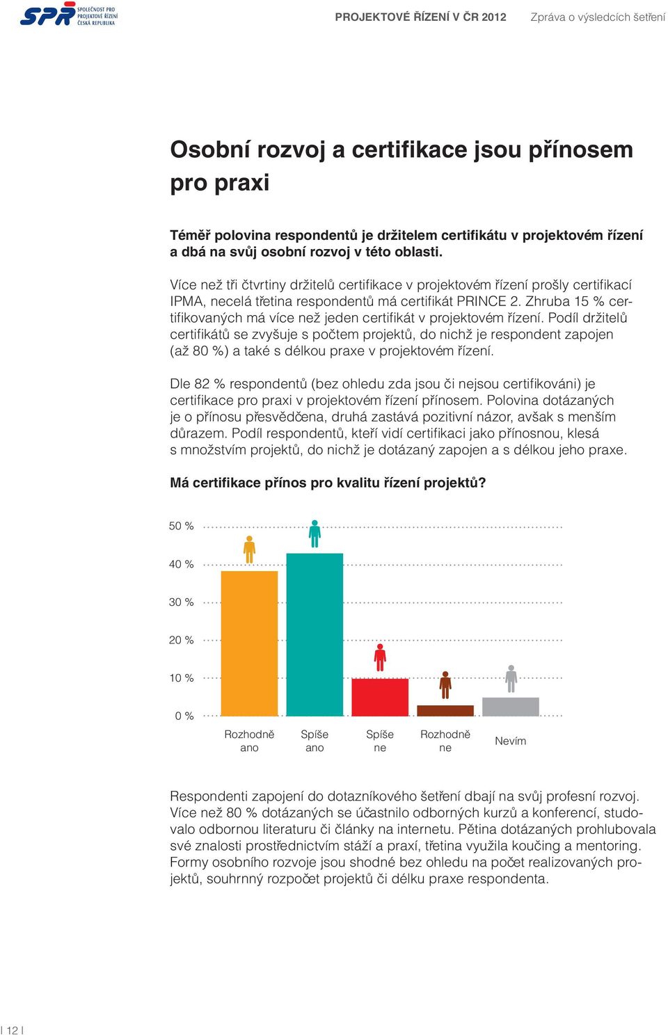 Zhruba 15 % certifikovaných má více než jeden certifikát v projektovém řízení.