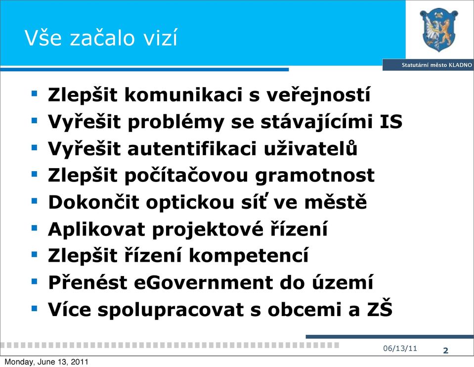 gramotnost Dokončit optickou síť ve městě Aplikovat projektové řízení