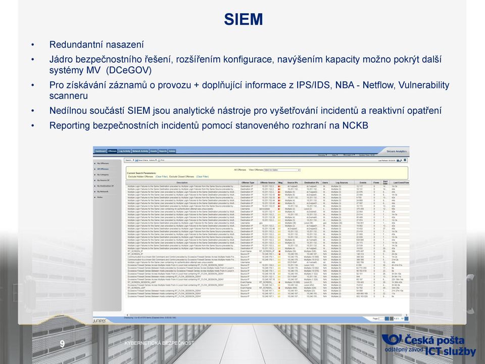 IPS/IDS, NBA - Netflow, Vulnerability scanneru Nedílnou součástí SIEM jsou analytické nástroje pro