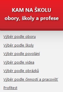 jednoduchého a přehledného vyhledávání možností studia pro uchazeče, včetně filmových ukázek a profesního testu. studentům při rozhodování o budoucí studijní, nebo pracovní dráze.