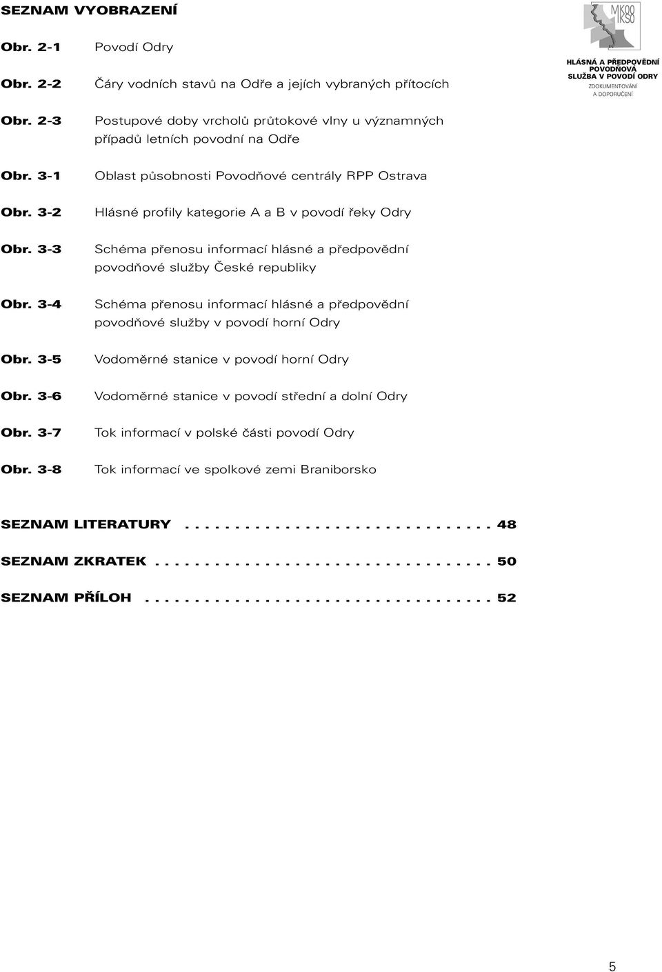 3 3 Schéma přenosu informací hlásné a předpovědní povodňové služby České republiky Obr. 3 4 Schéma přenosu informací hlásné a předpovědní povodňové služby v povodí horní Odry Obr.