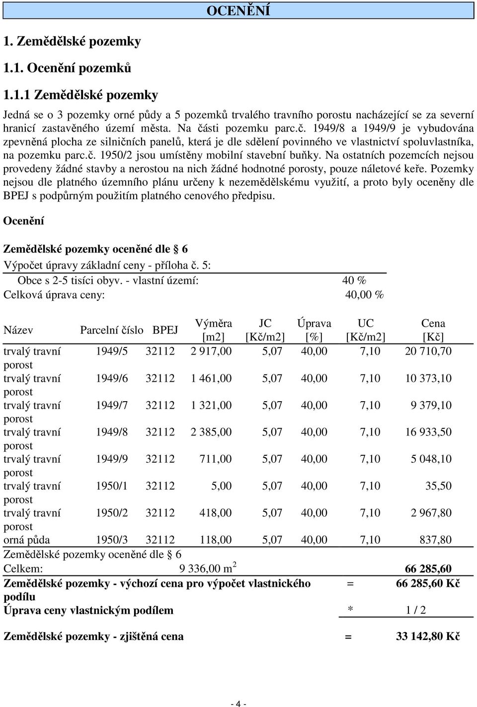 Na ostatních pozemcích nejsou provedeny žádné stavby a nerostou na nich žádné hodnotné y, pouze náletové keře.