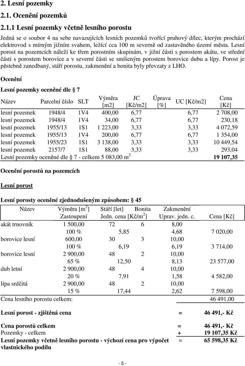 1 Lesní pozemky včetně lesního u Jedná se o soubor 4 na sebe navazujících lesních pozemků tvořící pruhový dílec, kterým prochází elektrovod s mírným jižním svahem, ležící cca 100 m severně od