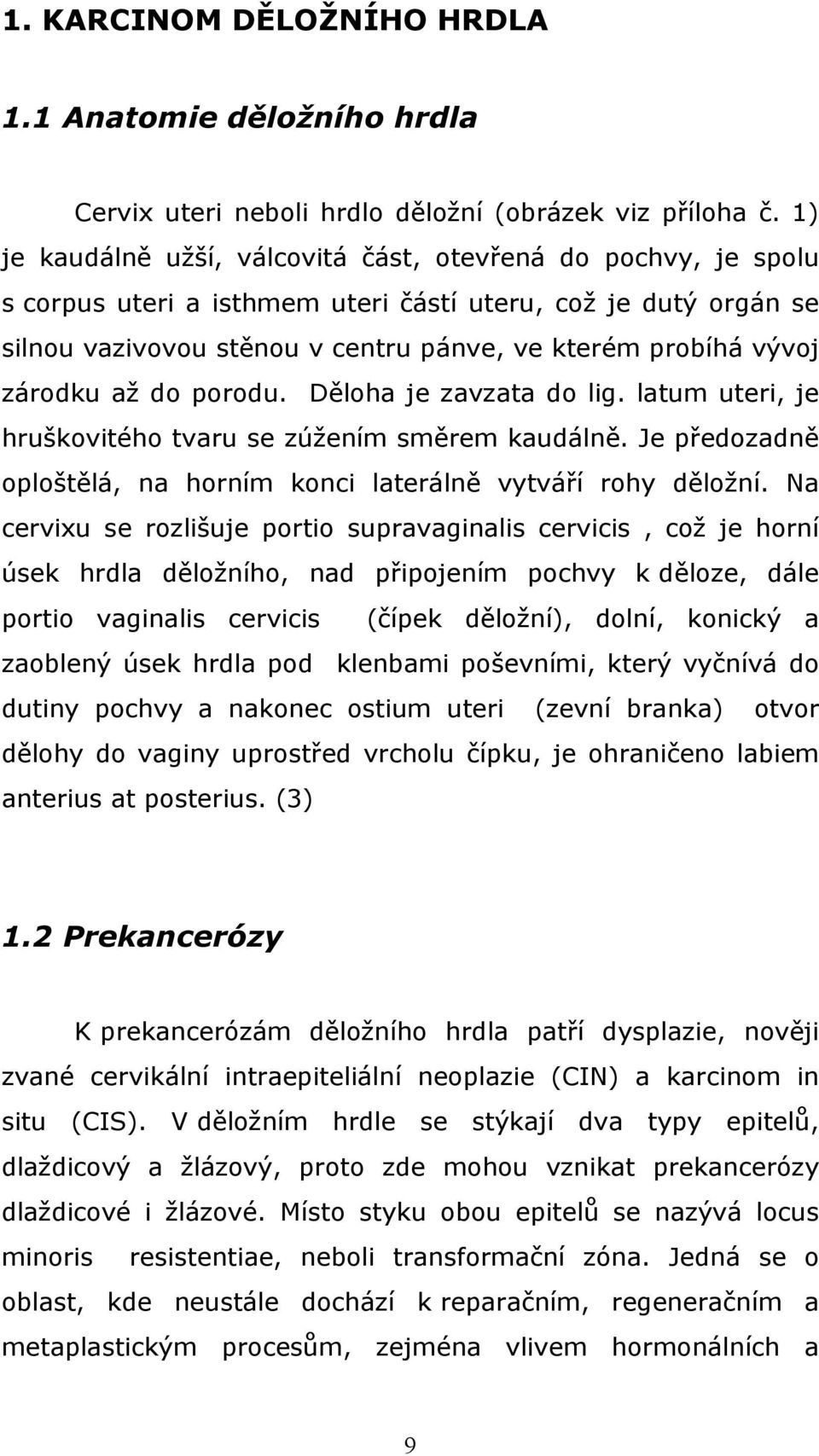 zárodku až do porodu. Děloha je zavzata do lig. latum uteri, je hruškovitého tvaru se zúžením směrem kaudálně. Je předozadně oploštělá, na horním konci laterálně vytváří rohy děložní.