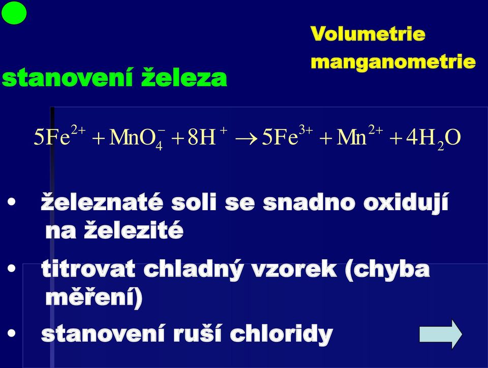 oxidují na železité titrovat chladný