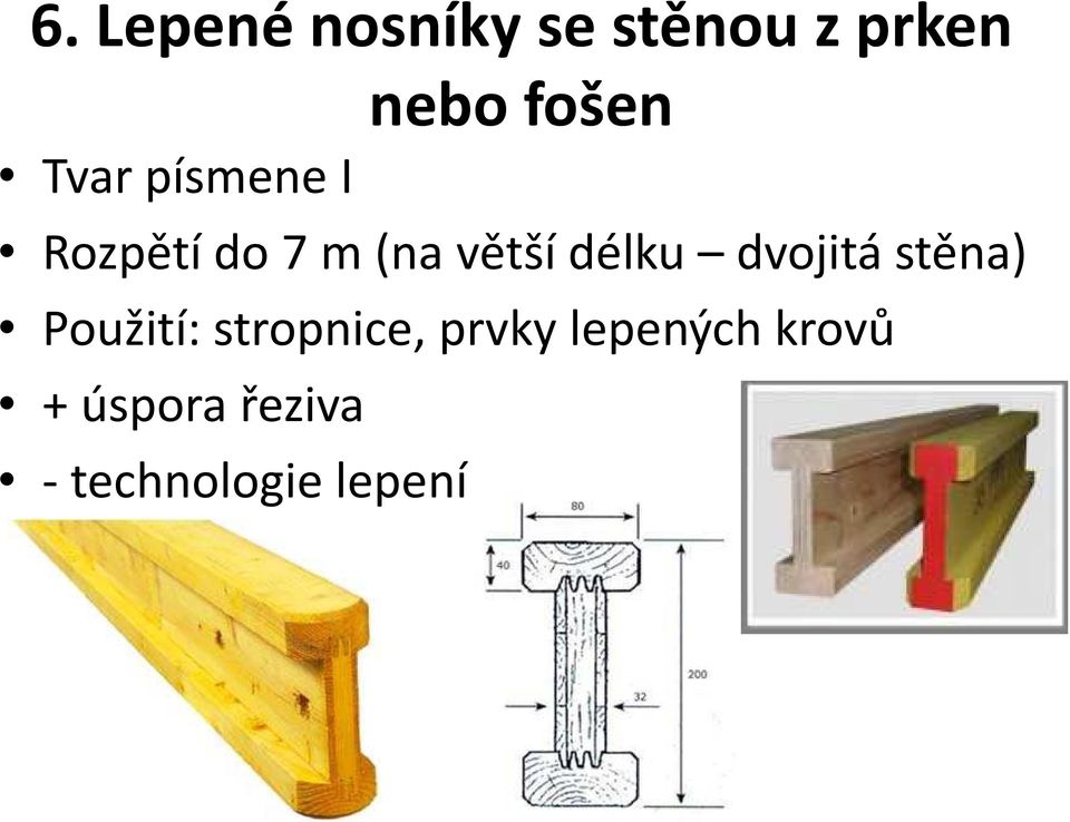 délku dvojitá stěna) Použití: stropnice, prvky