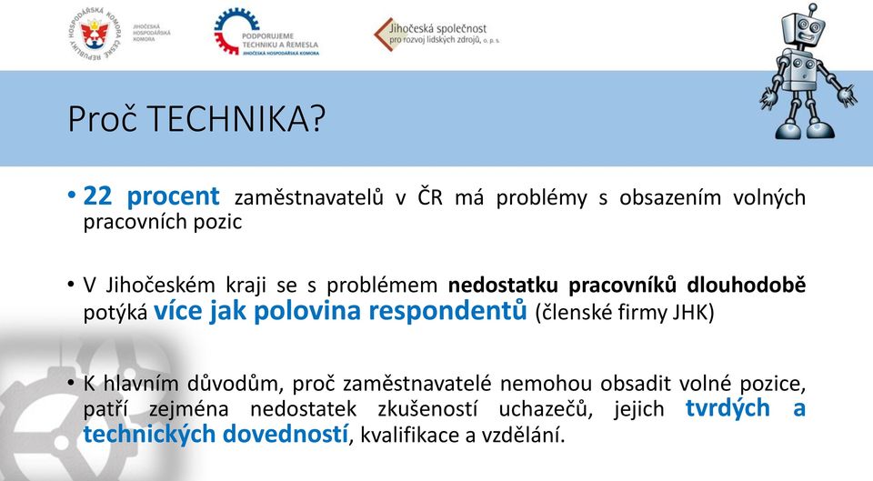 se s problémem nedostatku pracovníků dlouhodobě potýká více jak polovina respondentů (členské firmy