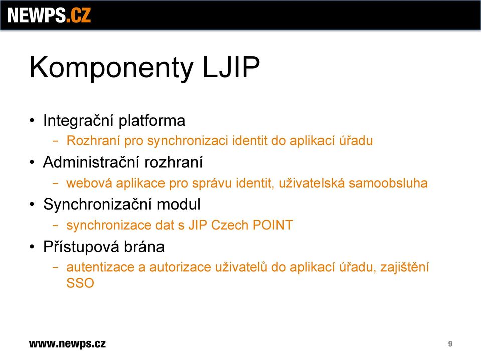 uživatelská samoobsluha Synchronizační modul synchronizace dat s JIP Czech POINT