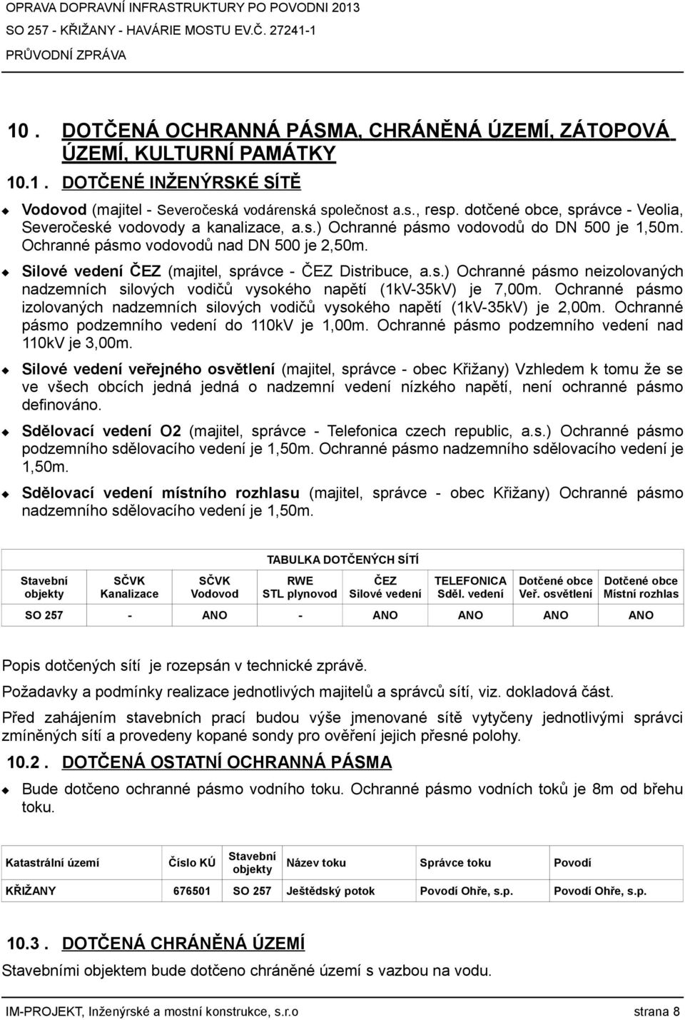 Silové vedení ČEZ (majitel, správce - ČEZ Distribuce, a.s.) Ochranné pásmo neizolovaných nadzemních silových vodičů vysokého napětí (1kV-35kV) je 7,00m.