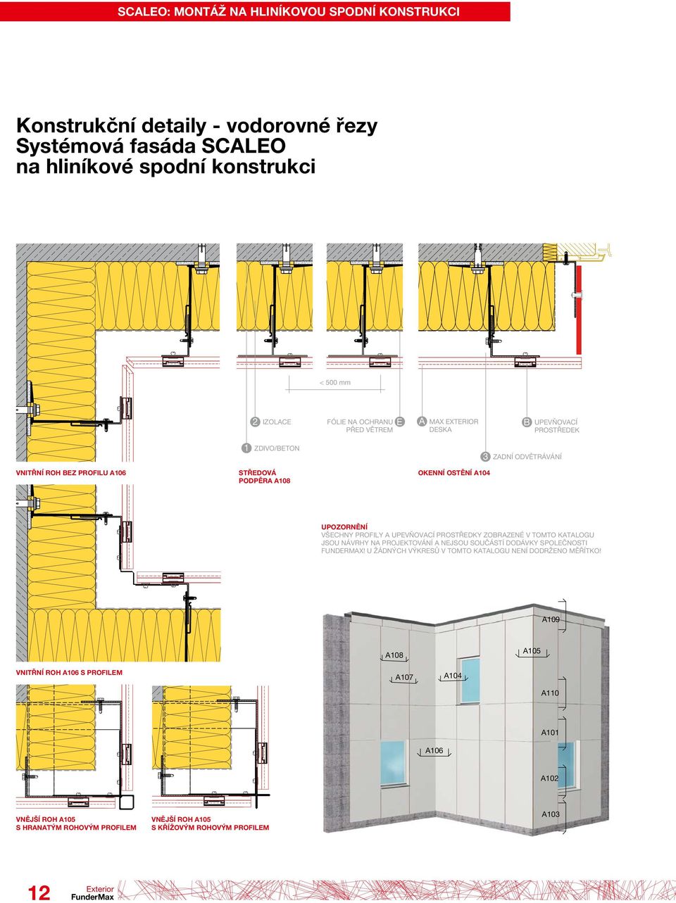 PROFILY A UPEVŇOVACÍ PROSTŘEDKY ZOBRAZENÉ V TOMTO KATALOGU JSOU NÁVRHY NA PROJEKTOVÁNÍ A NEJSOU SOUČÁSTÍ DODÁVKY SPOLEČNOSTI FUNDERMAX!