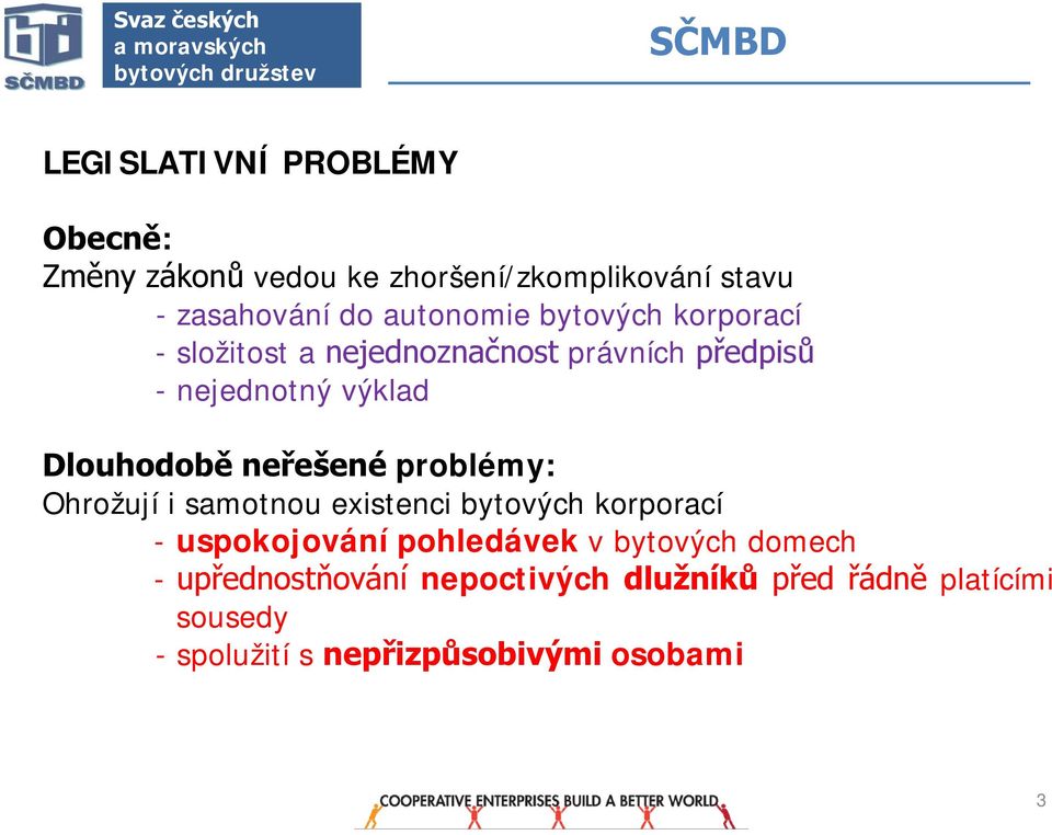 předpisů - nejednotný výklad Dlouhodobě neřešené problémy: Ohrožují i samotnou existenci bytových korporací -