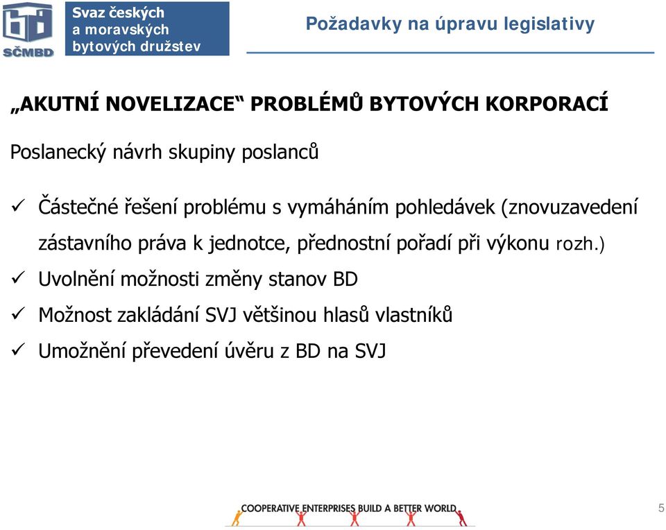 pohledávek (znovuzavedení zástavního práva k jednotce, přednostní pořadí při výkonu rozh.