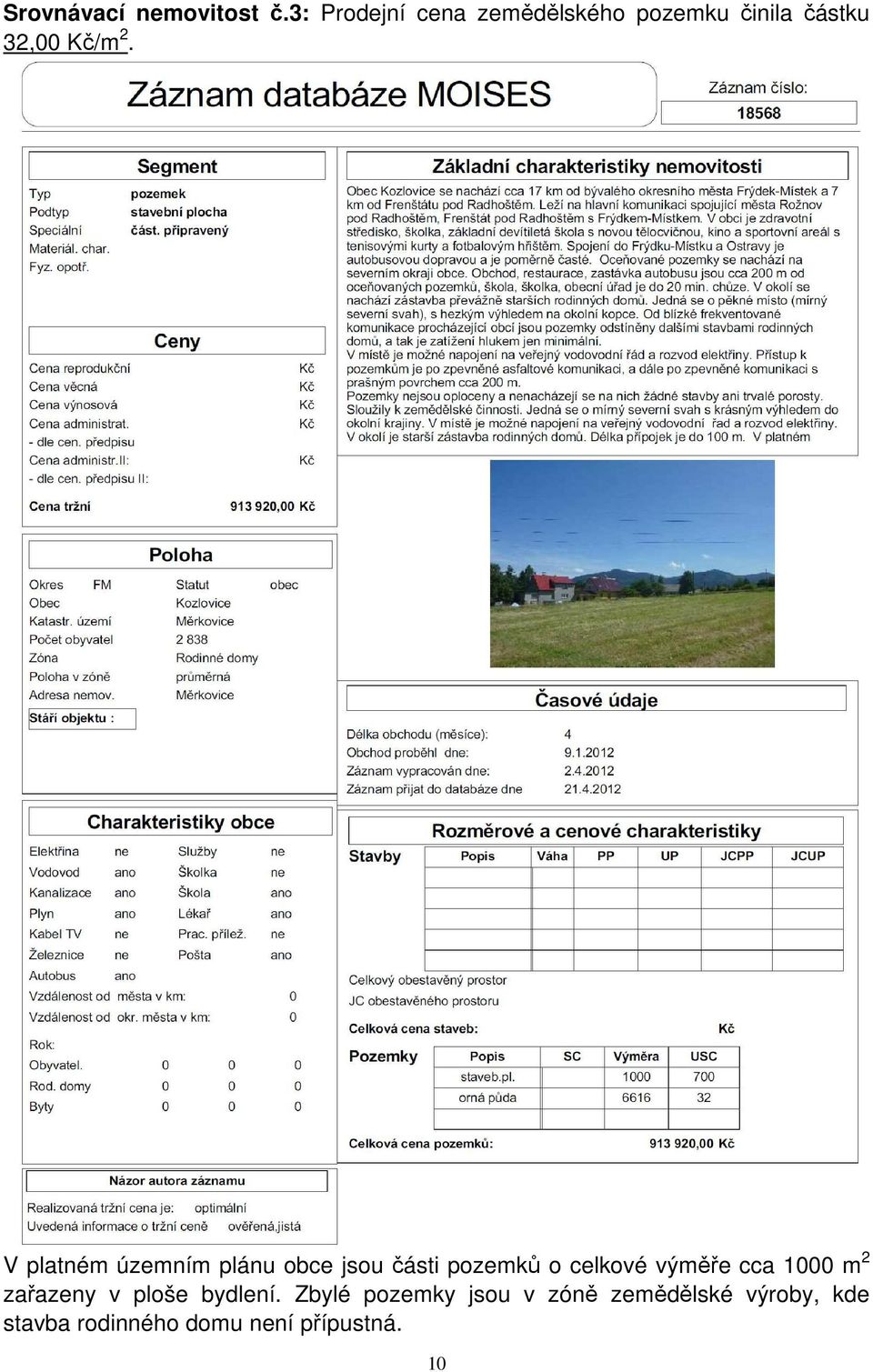 V platném územním plánu obce jsou části pozemků o celkové výměře cca