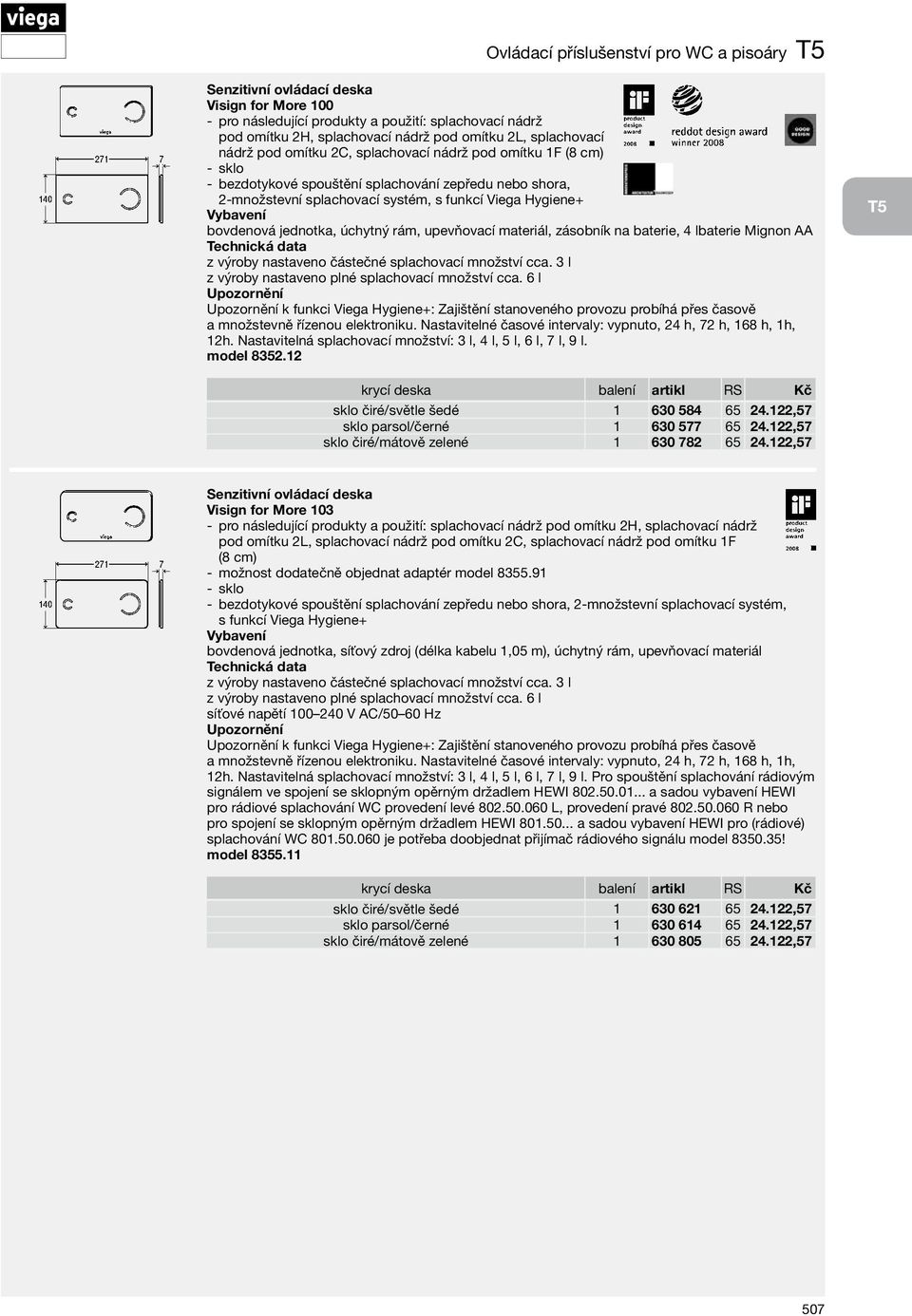 jednotka, úchytný rám, upevňovací materiál, zásobník na baterie, 4 lbaterie Mignon AA Technická data z výroby nastaveno částečné splachovací množství cca.