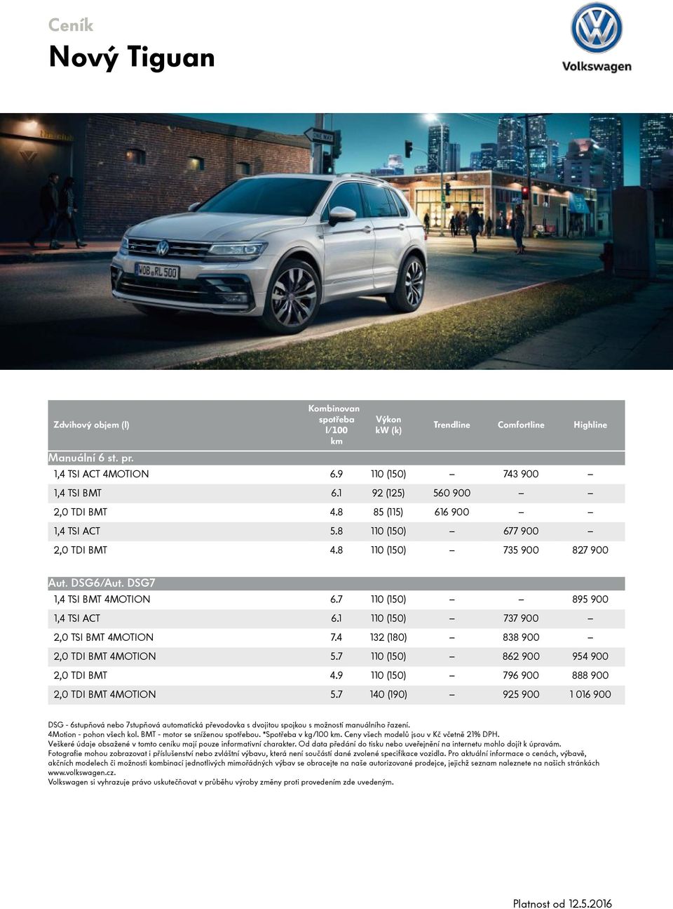 1 110 (150) 737 900 2,0 TSI BMT 4MOTION 7.4 132 (180) 838 900 2,0 TDI BMT 4MOTION 5.7 110 (150) 862 900 954 900 2,0 TDI BMT 4.9 110 (150) 796 900 888 900 2,0 TDI BMT 4MOTION 5.