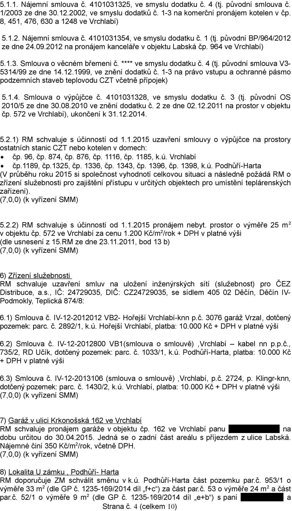 964 ve Vrchlabí) 5.1.3. Smlouva o věcném břemeni č. **** ve smyslu dodatku č. 4 (tj. původní smlouva V3-5314/99 ze dne 14.12.1999, ve znění dodatků č.