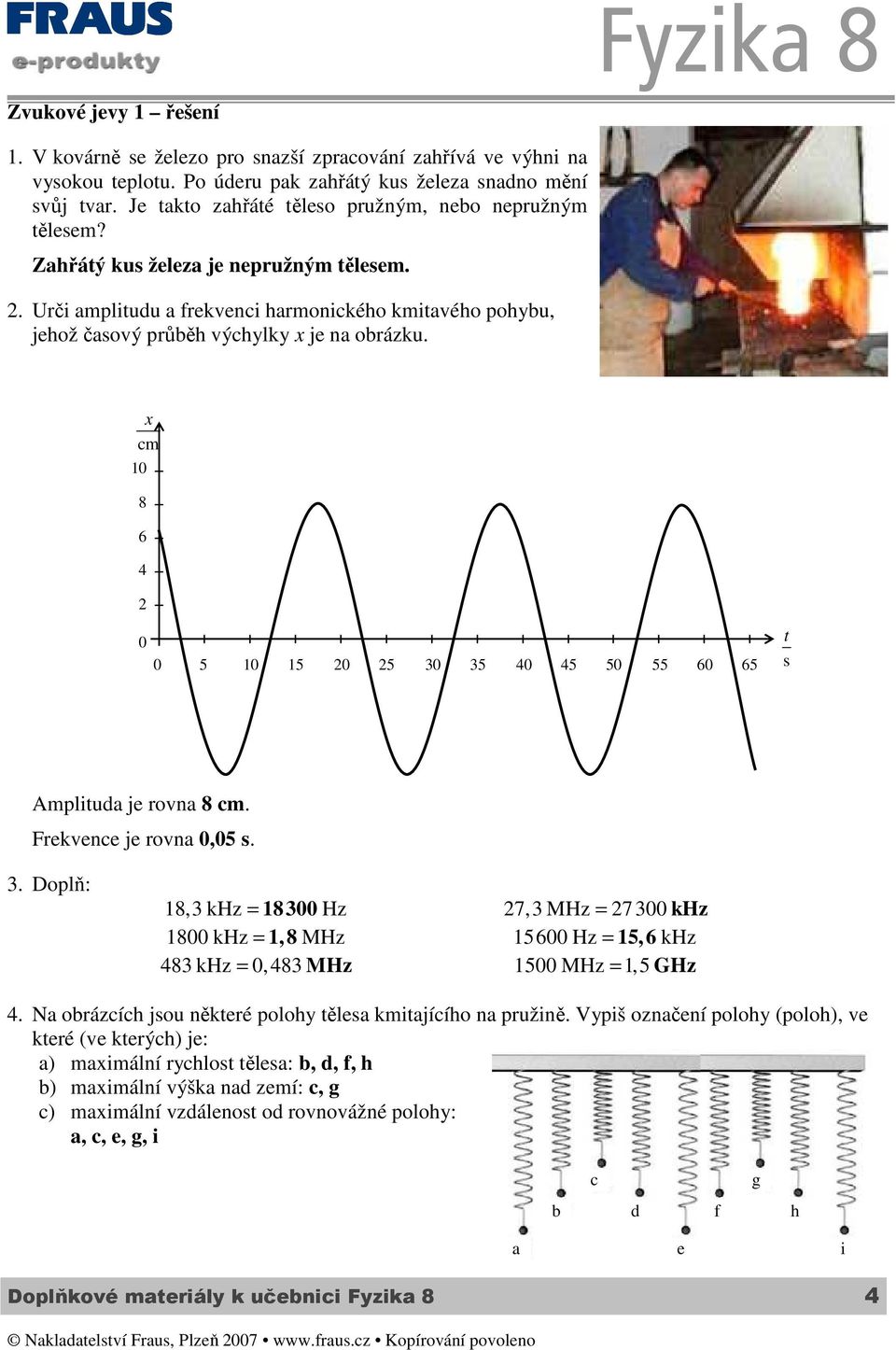 1 8 5 1 15 5 3 35 5 5 55 5 s Ampliuda je rovna 8. Frekvence je rovna,5 s. 3. Doplň: 18,3 khz = 183 Hz 7,3 MHz = 73 khz 18 khz = 1,8 MHz 15 Hz = 15, khz 83 khz =, 83 MHz 15 MHz = 1,5 GHz.