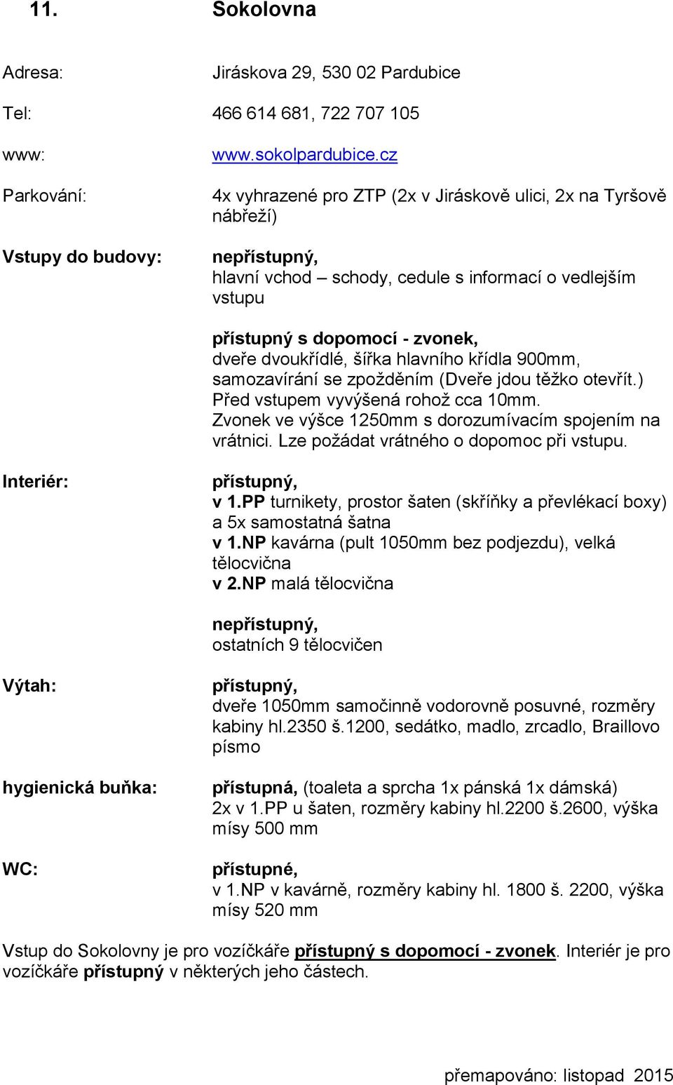 hlavního křídla 900mm, samozavírání se zpožděním (Dveře jdou těžko otevřít.) Před vstupem vyvýšená rohož cca 10mm. Zvonek ve výšce 1250mm s dorozumívacím spojením na vrátnici.