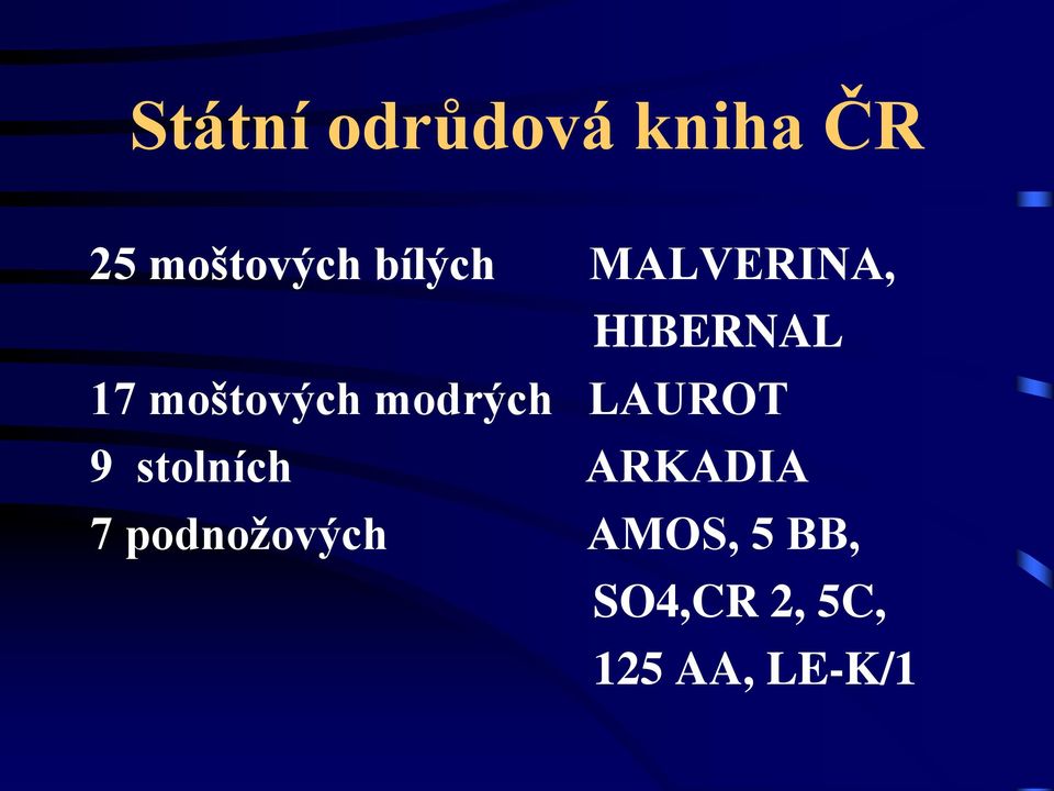 modrých LAUROT 9 stolních ARKADIA 7