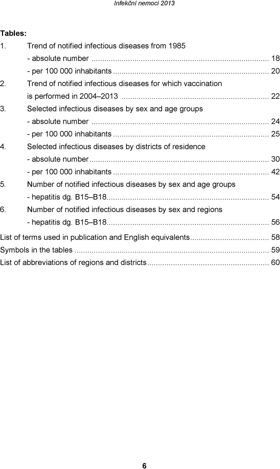 .. 24 - per 100 000 inhabitants... 25 4. Selected infectious diseases by districts of residence - absolute number... 30 - per 100 000 inhabitants... 42 5.