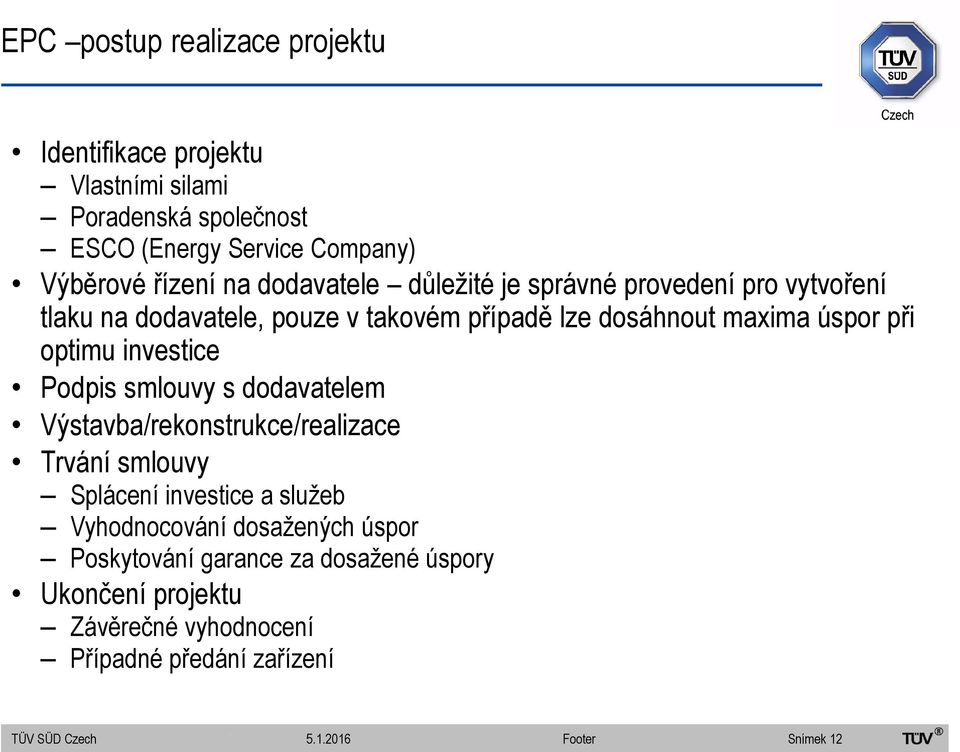 investice Podpis smlouvy s dodavatelem Výstavba/rekonstrukce/realizace Trvání smlouvy Splácení investice a služeb Vyhodnocování dosažených