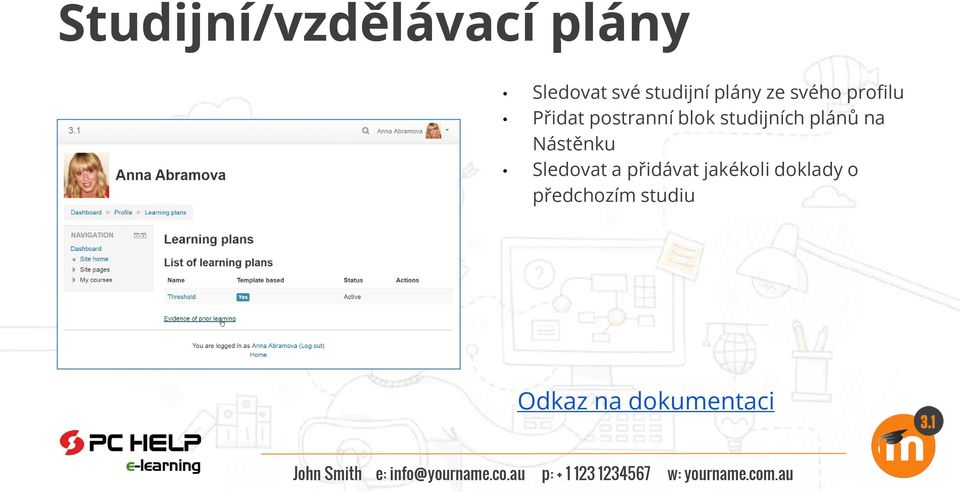 postranní blok studijních plánů na Nástěnku