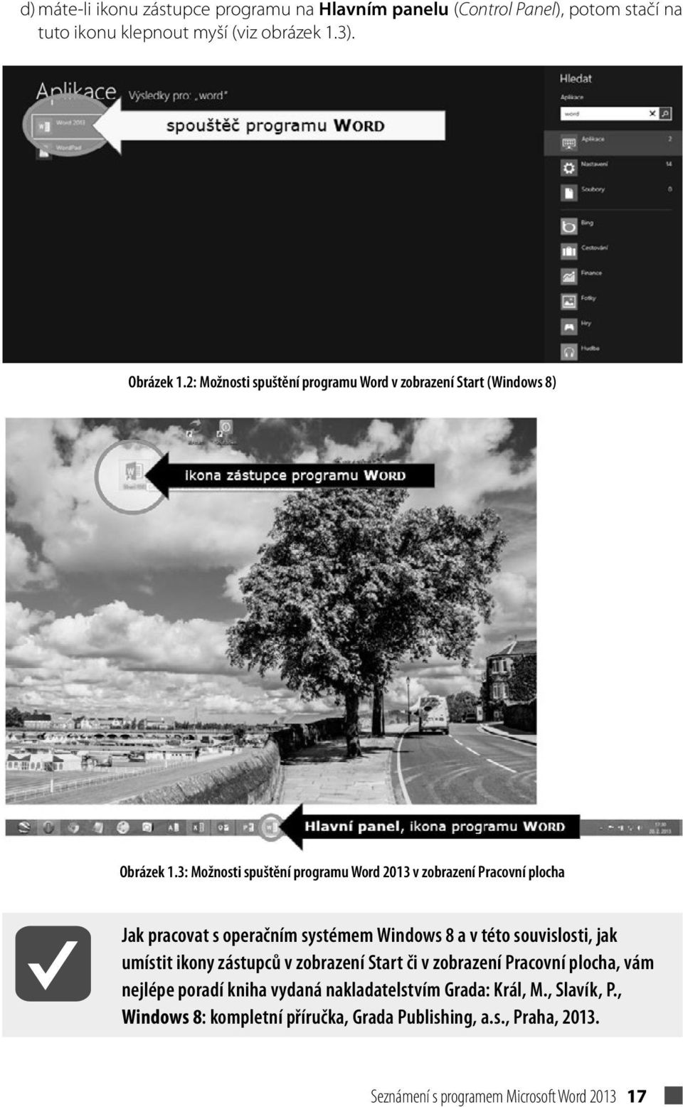 3: Možnosti spuštění programu Word 2013 v zobrazení Pracovní plocha Jak pracovat s operačním systémem Windows 8 a v této souvislosti, jak umístit ikony