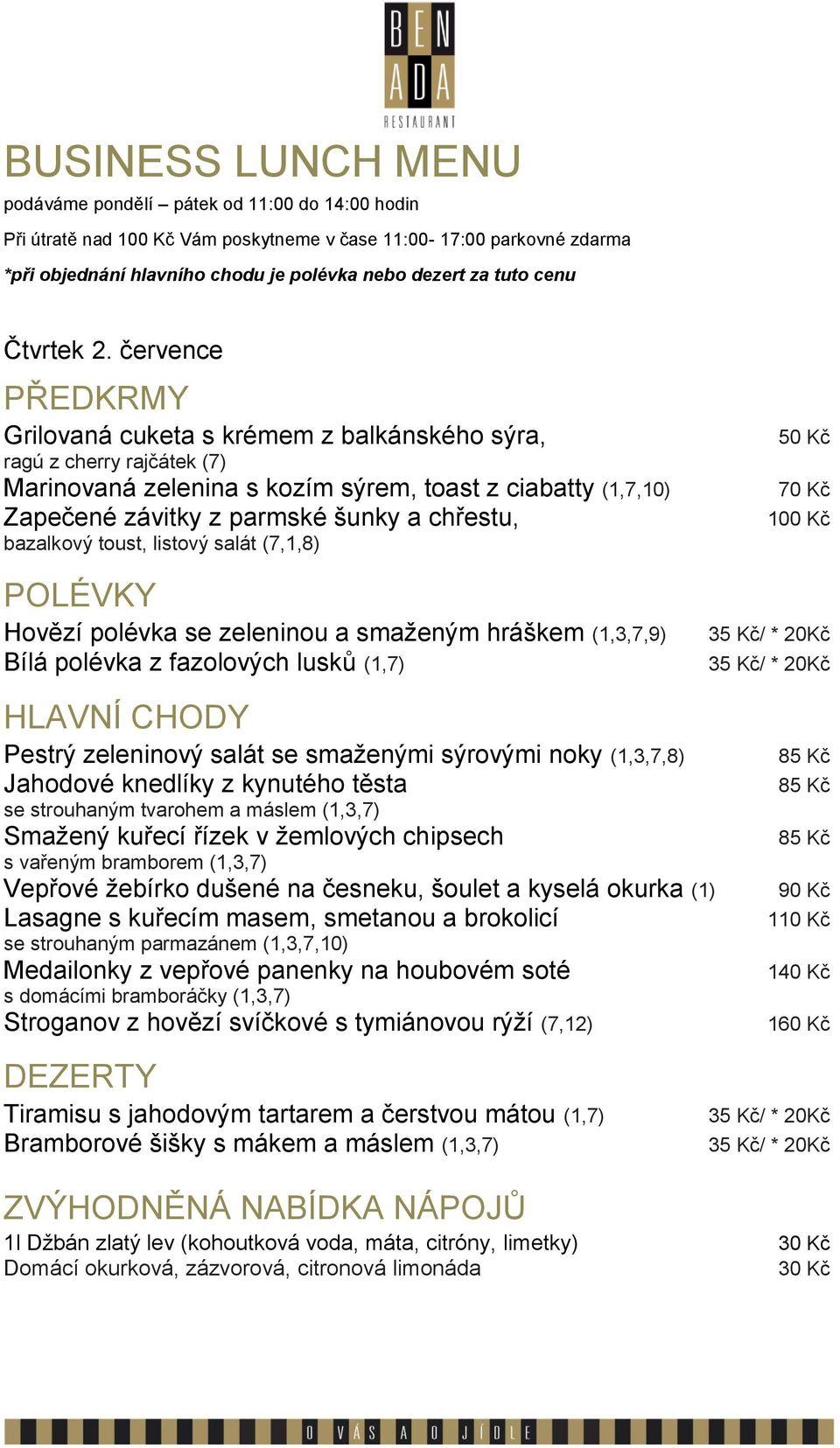 sýrovými noky (1,3,7,8) Jahodové knedlíky z kynutého těsta se strouhaným tvarohem a máslem (1,3,7) Smažený kuřecí řízek v žemlových chipsech s