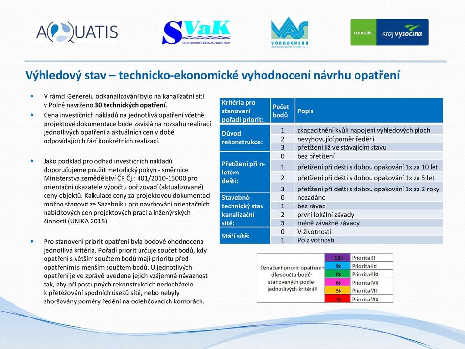 realizací. Jako podklad pro odhad investičních nákladů doporučujeme použít metodický pokyn - směrnice Ministerstva zemědělství ČR Čj.