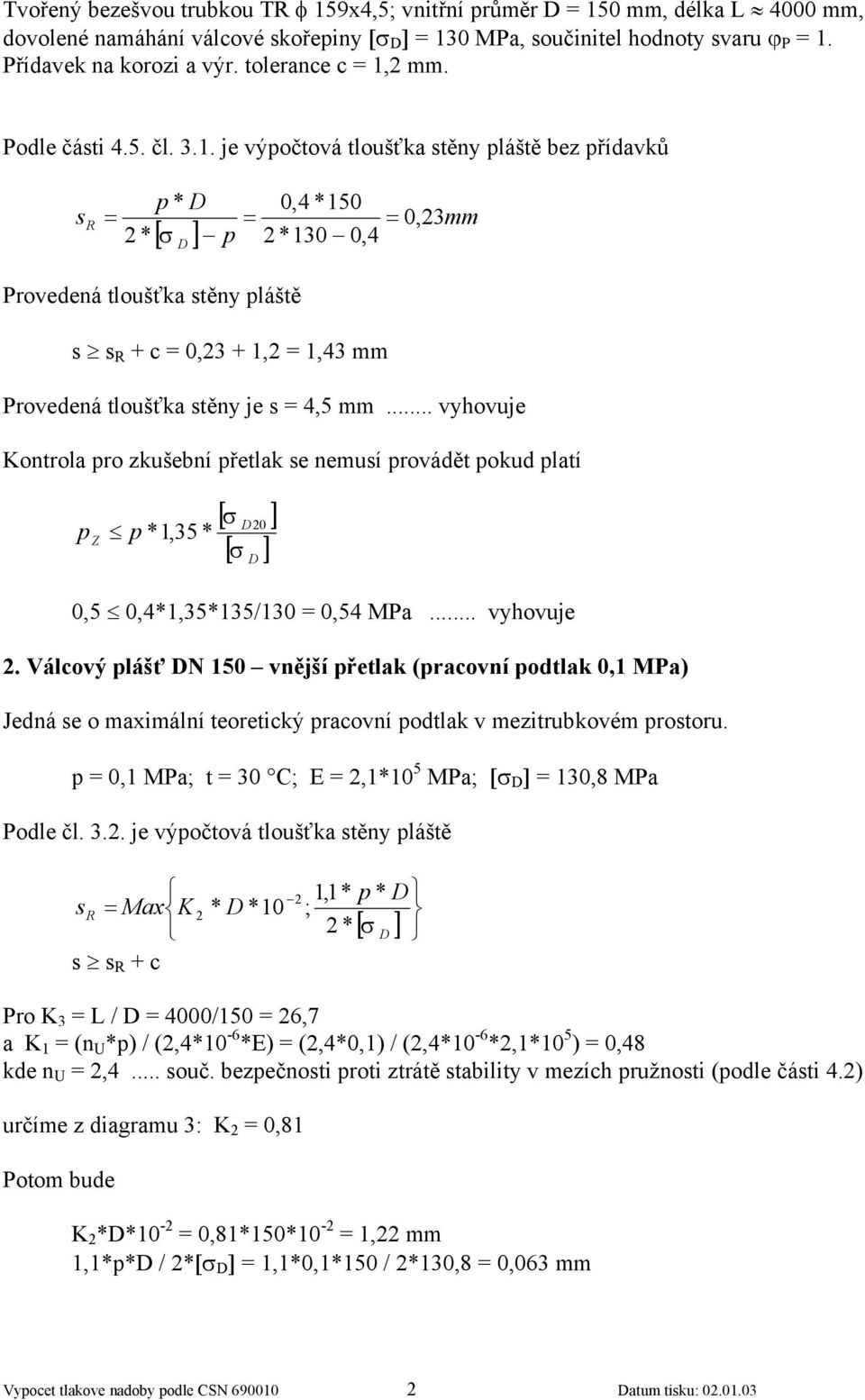 Pevnostní výpočet tlakové nádoby podle ČSN - PDF Stažení zdarma